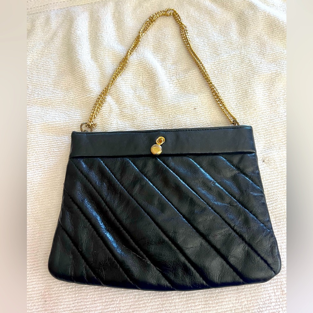 Vtg Ande leather handbag black